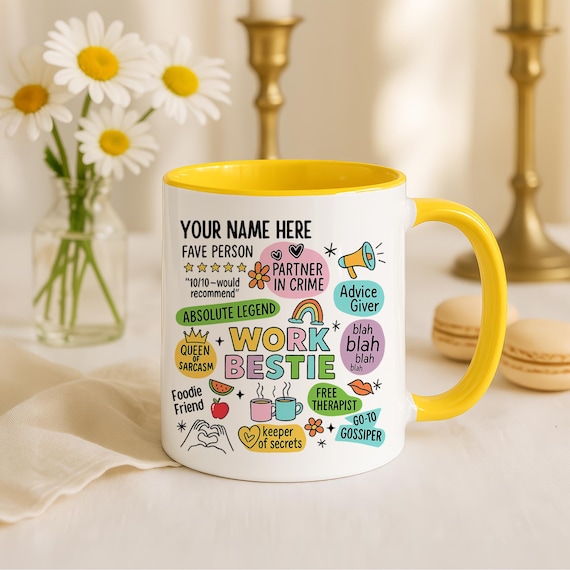 Funny Work Mug Personal With Name, Work Bestie Gift, Funny Coworker Gifts, Coworker Colleague Present, Custom Best Friend, Bestie Birthday