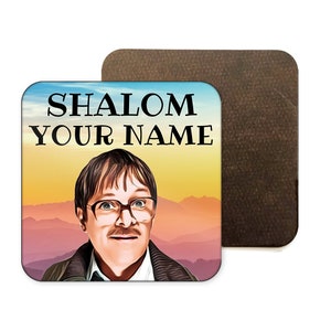 Personalisierter Shalom Getränkeuntersetzer, Jim vom Freitagabend, individuelles Shalom Geschenk