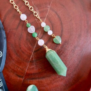 Green Aventurine, Pendulum, Rose Quartz, heart, crystal pendulum, divination tool