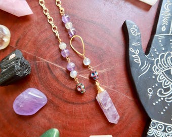 Amethyst Pendulum, Labradorite, Skull, Hematite, crystal pendulum
