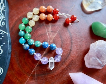 Seven Chakras, Pocket Mala, Hand Mala, 27 Bead Pocket Mala, Travel Mala, Prayer beads