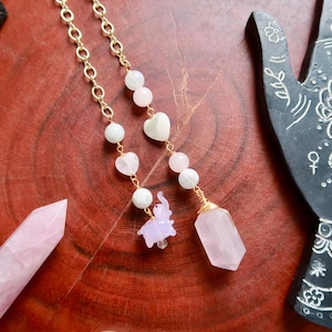 Rose Quartz Pendulum, Rainbow Moonstone, crystal pendulum, divination tool