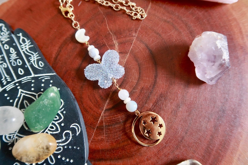 Blue Chalcedony, Butterfly, Car Charm, Car Hanging, Crystal Sun Catcher