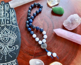 Lapis Lazuli, Blue Lace Agate, Pocket Mala, Hand Mala, 27 Bead Pocket Mala, Travel Mala, Prayer beads
