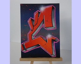 Handmade Graffiti Letter "C" on Canvas Unique Handmade Street Art Spraypaint Airbrush Lettering Gift Acrylic ABC Painting Art