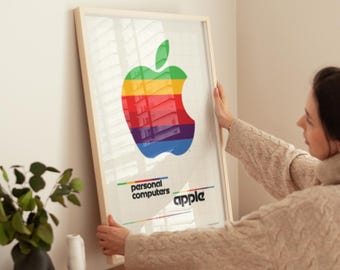 Apple Personal Computers Rainbow Logo Print, MAC Think Different