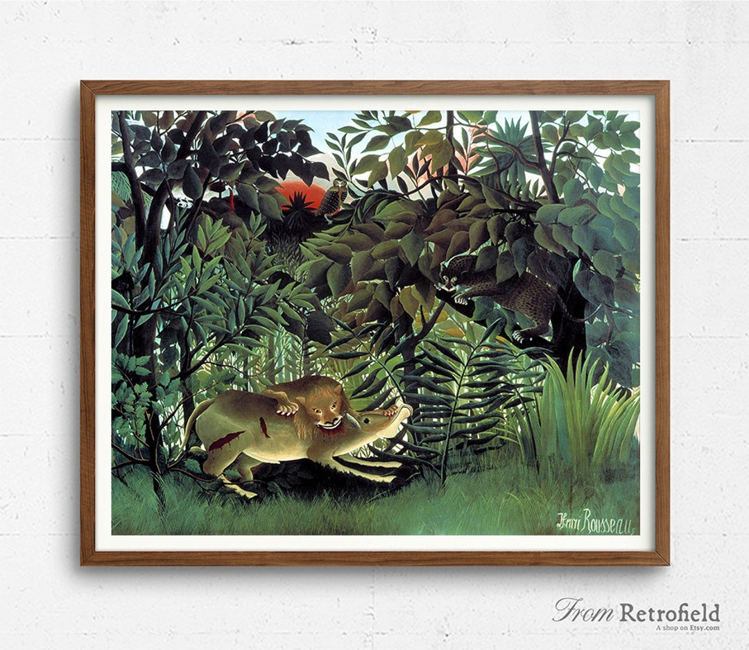 Fight Between A Tiger And A Buffalo Henri Rousseau Art Print by Fy  Classic Art Prints  Posters  Fy