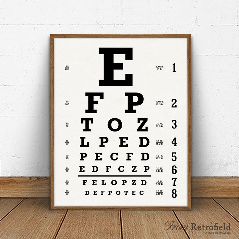 eyechart art print digital download snellen eye chart