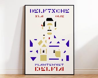 Delftsche Slaolie Print, Plantenvet Delfia Artwork, 1919 Vintage Geometric Art, Dutch Oil Advertising Poster, Modernist Gift, De Stijl Decor