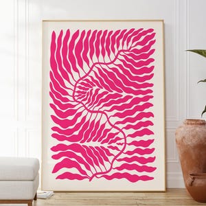 Pink Abstract Leaf Print, Botanical Art, Henri Matisse Inspired,  Minimalist Wall Decor, Contemporary Nature, Mid Century Modern Poster