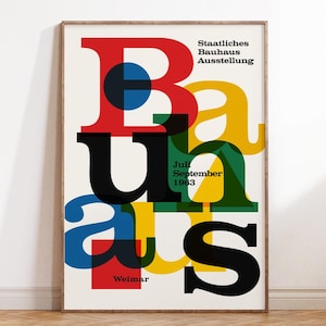 Bauhaus Alphabets Exhibition Poster, Staatliches Ausstellung Weimar Print, Mid-Century Modern Wall Art, Retro POP Decor, Typography Design