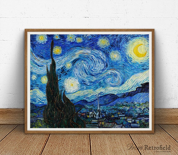 The Starry Night by Vincent Van Gogh Museum Art Print Van - Etsy België