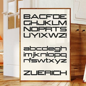 Zurich Typeface Poster, Swiss Typography Print, Minimalist Font Wall Art, Modern Graphic Design, Office Decor, Typography Gift Bold Alphabet