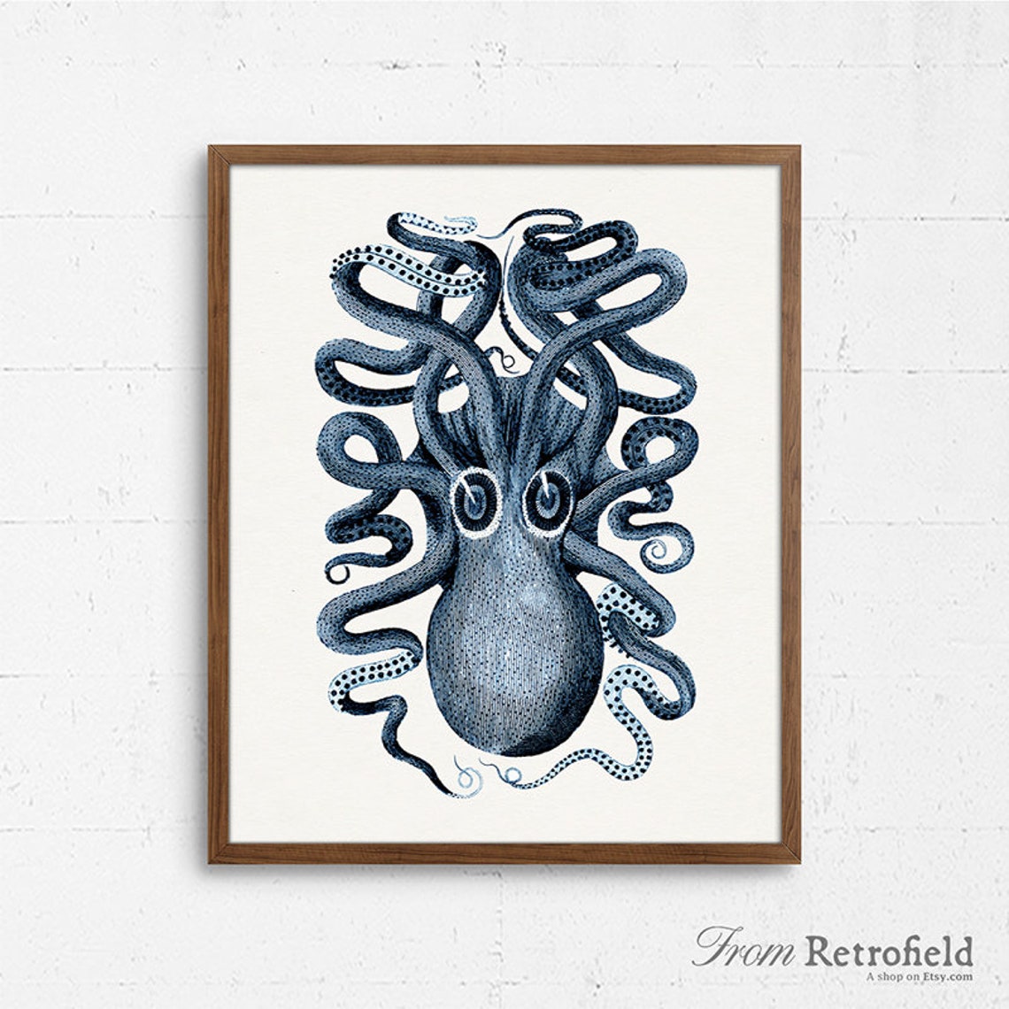 Vintage Octopus Illustration Nautical Home Decor Octopus Etsy