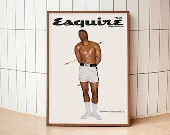 Póster de La Pasión de Muhammad Ali, portada de la revista Esquire, arte mural de boxeo del Campeonato de Peso Pesado, decoración deportiva para la cueva del hombre, regalos para fans