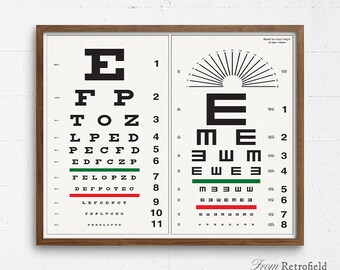 vintage eye chart etsy