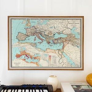 Old Roman Empire Map print, Classic Europe & Mediterranean wall art, Byzantine Era cartography decor,  Imperium Romanum Poster, Restored Map