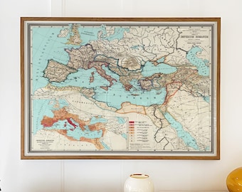 Old Roman Empire Map print, Classic Europe & Mediterranean wall art, Byzantine Era cartography decor,  Imperium Romanum Poster, Restored Map