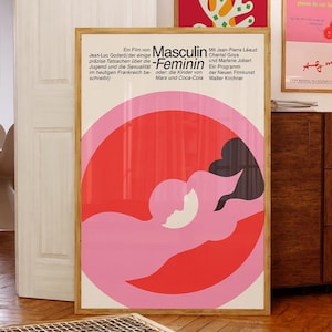 Impresión de masculino y femenino, póster de película italiana, arte mural de cine clásico francés, decoración cinematográfica retro, obra de arte vintage para cine en casa, regalos para ella