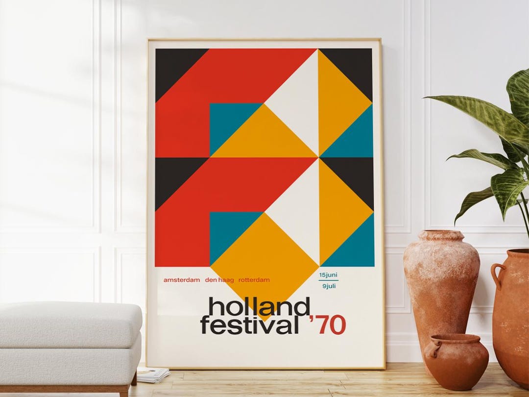 Holland Festival Poster Dutch Graphic Design Abstract Wall Art Mid