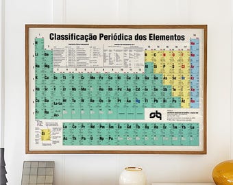 Classificação Periódica dos Elementos, Portuguese Periodic Table of Elements, Chemistry Print, Classroom Wall Art, Brazilian Science Poster