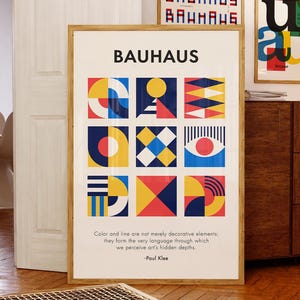 Bauhaus Poster, Geometric Abstract Art, Paul Klee Quote, Abstract Typography, Modern Wall Art, Minimalist Office Decor, Gift for Designers