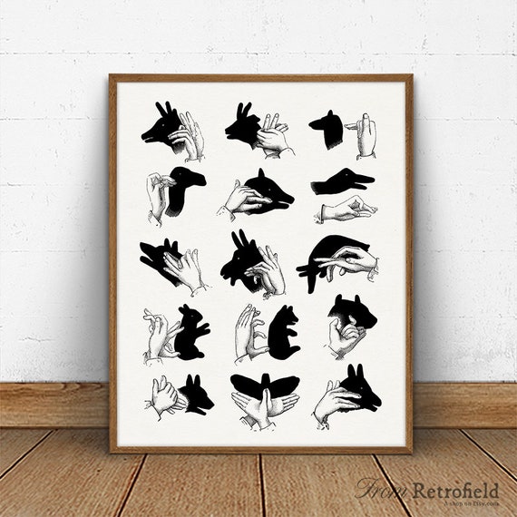 Hand Shadow Puppet Illustration Printable Poster Animals - Etsy Australia Hand Shadow Puppet Illustration Printable Poster Animals - Etsy Australia