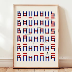 Bauhaus Typography Poster, Modern Design Print, Graphic Wall Art, Geometric Alphabets, Architectural  Decor, Abstract Typography Art, Gifts