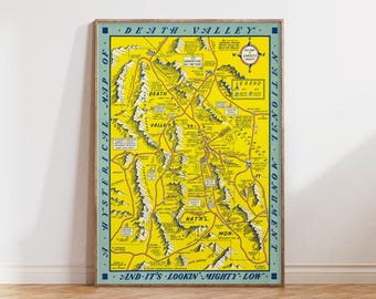 Death Valley National Park Map Print, Vintage California Desert Poster, Road Trip Travel Wall Decor, Adventure Explorer Gift
