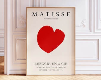 Henri Matisse Heart Poster, Mid-Century Modern, Scandinavian Wall Decor, Minimalist Art, le coeur Exhibition Print, Love Gifts For Her