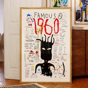 Basquiat Selbstporträt Gemälde, Jean-Michael Basquiat Poster, Ausstellungsdruck, Graffiti-Wanddekor, Urban Street Art, Abstraktes Gesichtskunst