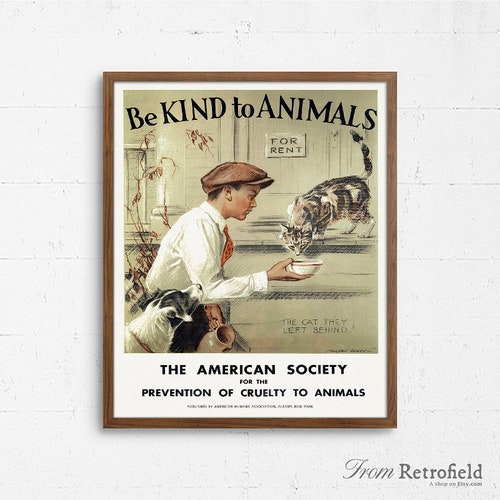 Be Kind to Animals Poster Veterinary Art Print Animal Lover | Etsy