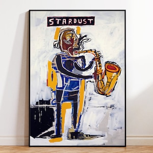 Póster de Jean-Michel Basquiat Stardust, impresión de exposición de bocetos de trompeta, pintura de grafiti, arte mural abstracto, decoración de museos, regalos de artistas