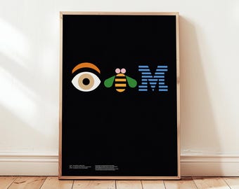 Eye Bee M Poster by Paul Rand, IBM Rebus Print, Retro Graphic Design, Vintage Logo POP Art, Technology Advertisement, Startup Office Decor
