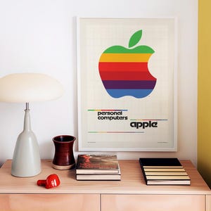 Apple Personal Computers Rainbow Logo Print, MAC Think Different Poster ...