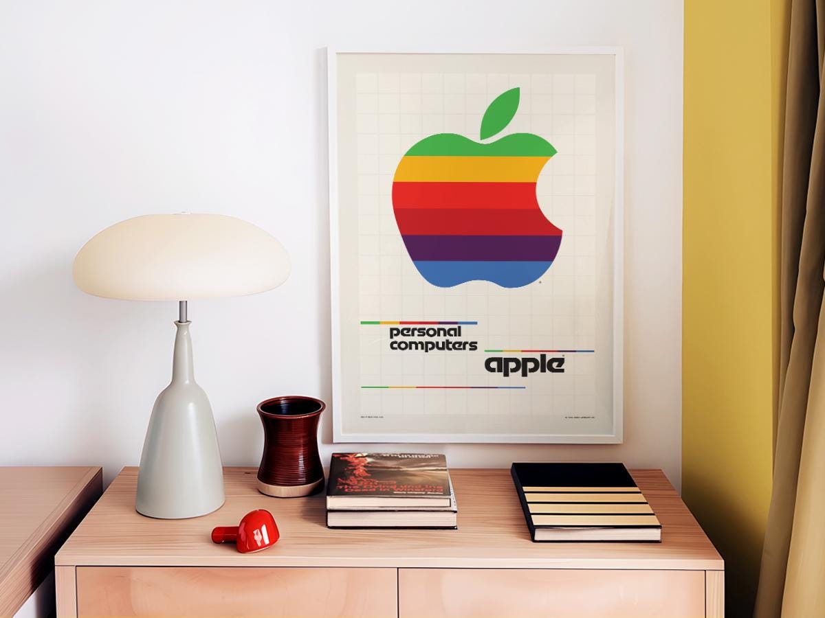 Apple Personal Computers Rainbow Logo Print, MAC Think Different