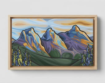 THREE SISTERS - Canmore Giclee Fine Art Print | Gallery Quality Stretched Canvas or Unstretched Canvas or Fine Art Paper