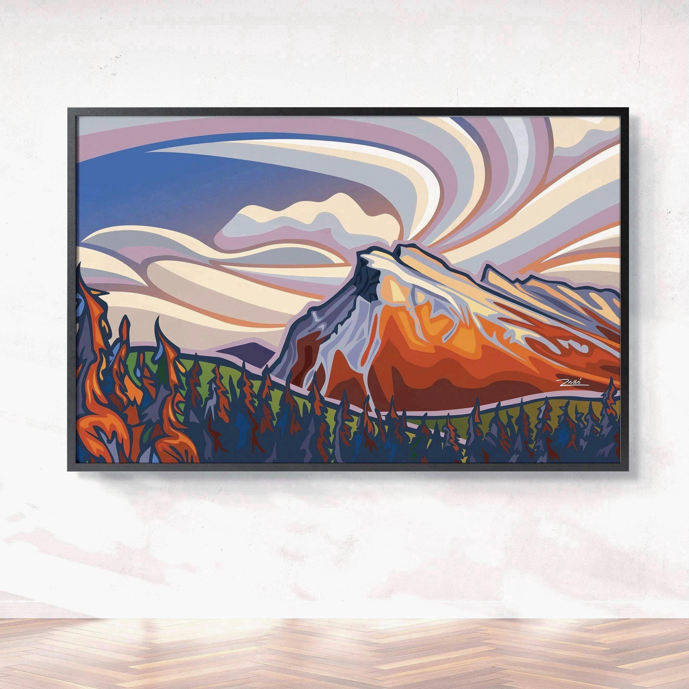 MOUNT RUNDLE - Mountain Art Print | Giclée | Gallery Quality Stretched Canvas or Unstretched Canvas or Fine Art Paper | Cdn Made and printed