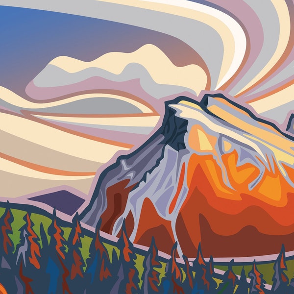 MOUNT RUNDLE - Impression d'art montagne | Impression giclée d'art | Toile ou papier | Banff | Paysage de montagnes Rocheuses