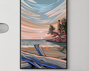 EVENING TIDE - West Coast Beach Fine Art Print |  Gallery Quality Stretched Canvas, Unstretched Canvas or Fine Art Paper | Canadian Made
