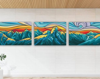 SUNDOWN on the ROCKIES - Triptych | INSTOCK | Limited Edition Fine Art Print | Rocky Mountains |