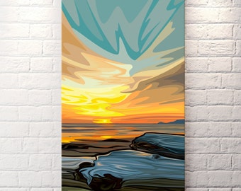 LONG BEACH SUNSET - Pacific Coast Print | Giclée | Gallery Quality Stretched Canvas or Unstretched Canvas or Fine Art Paper | Canadian Made