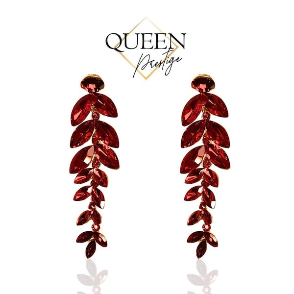 Pageant Earrings, Red Dangle Earrings, Drop Ea rrings, Prom Earrings, Valentines Earrings, Statemente earrings, Dangleearrings, Pageant Gift