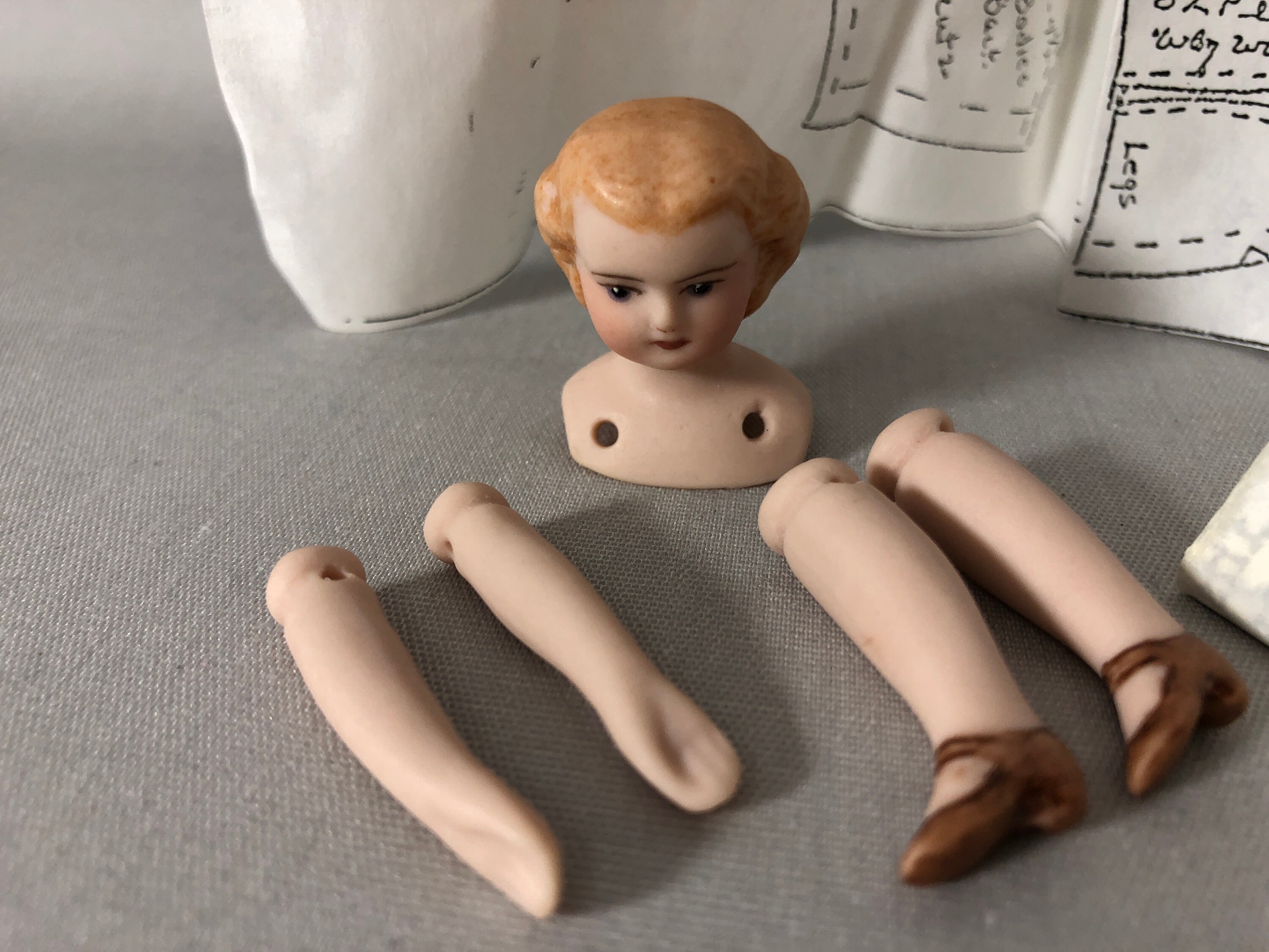 Two Vintage Porcelain Miniature Dollhouse Doll Kits Two sets Etsy