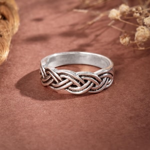 Vintage Infinity Cross Handmade Celtic Knot Braided Rings Women&#39;s Engagement Wedding Ring Handcrafted Sterling Silver Ring Twisted Ring
