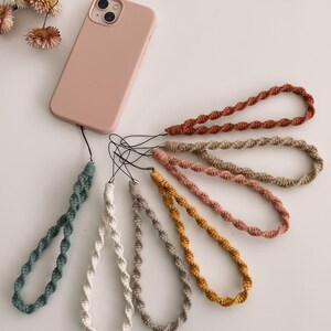 Spiral Macrame Phone Wristlet  | Handmade with Recycled Cotton | Boho Phone Strap | Hands-Free Phone Holder | Free UK Delivery "MIRA"