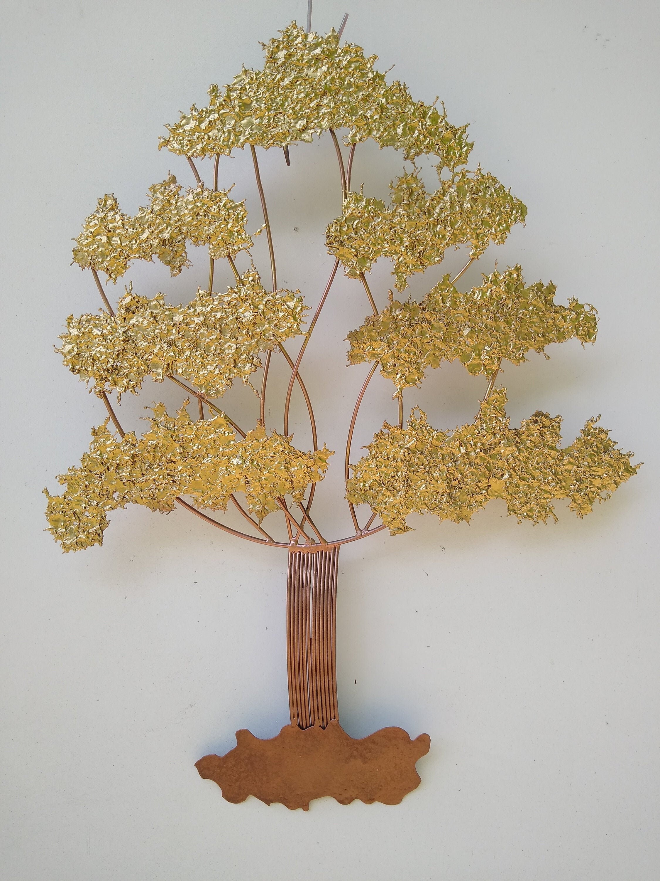 Bonsai Tree Brass and Copper Metal Wall Hanging Art Decor Etsy