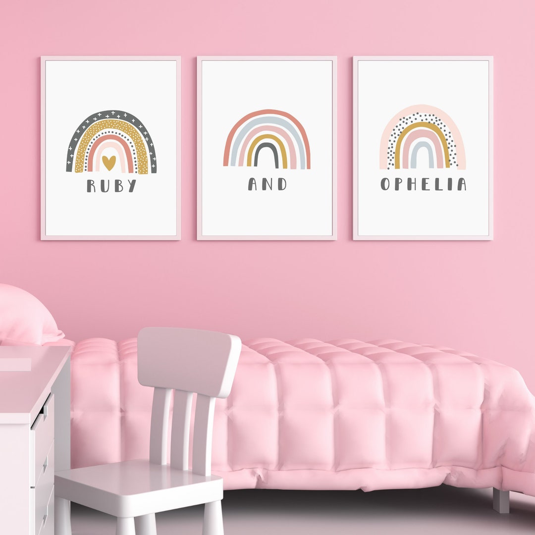 Rainbow Children's Room Name Print / Rainbow Nursery / Etsy UK