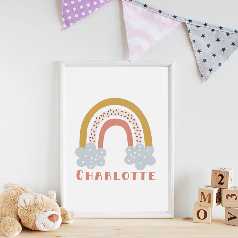 Rainbow Children's Room Name Print / Rainbow Nursery / Etsy UK