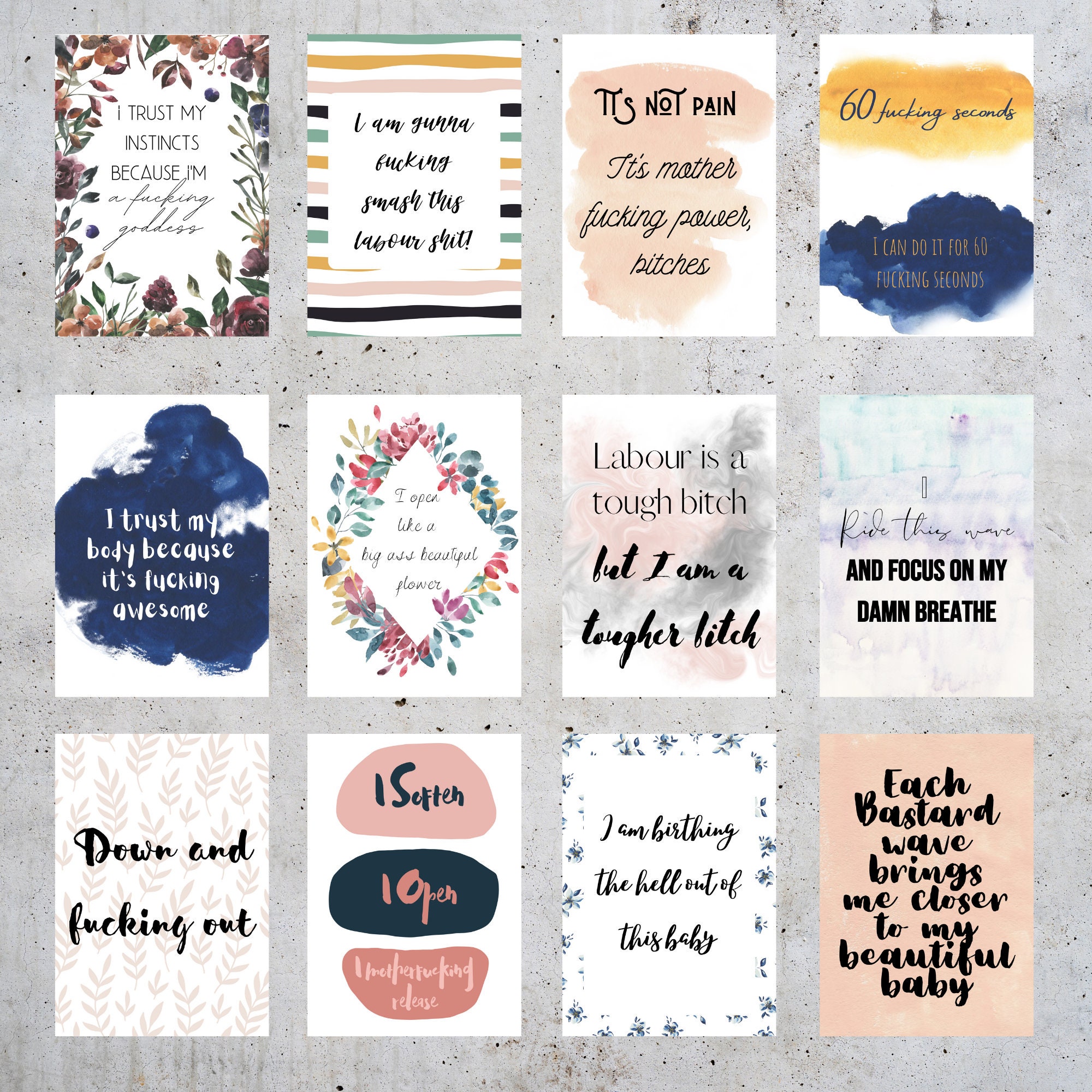 Boss Ass Hypnobirthing Affirmation Cards / Positive Birthing | Etsy France